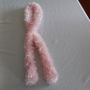 Homemade Scarf. Pink Funfur. 62"x3"